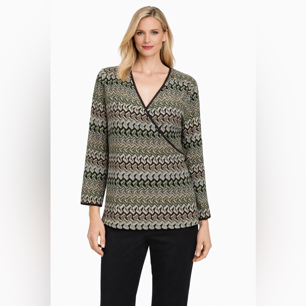 Jones New York Women's Top Criss-cross Long Sleeve Size Tag Missing See Descrip